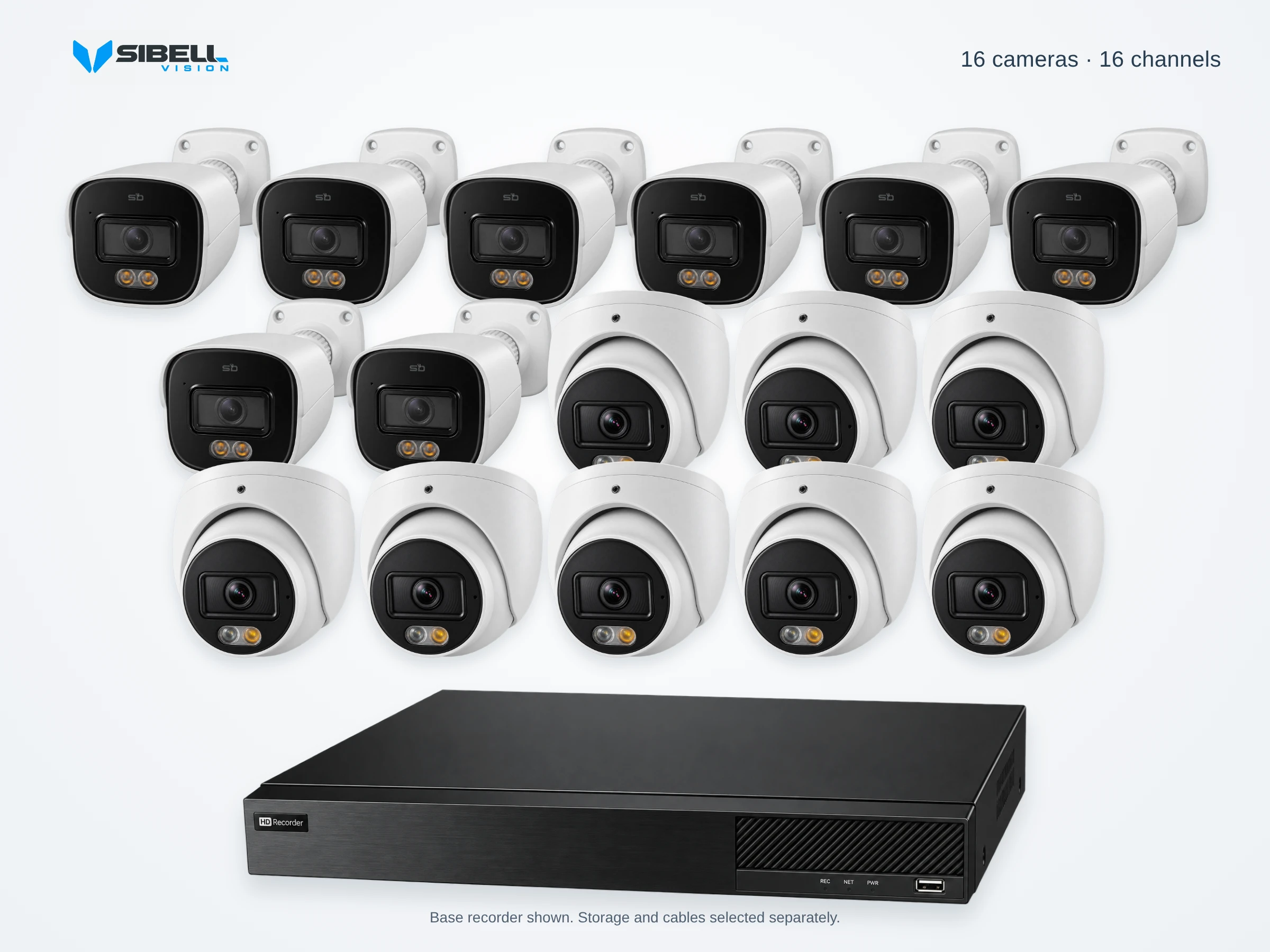16-Camera 4MP Bullet and Dome Security Camera System