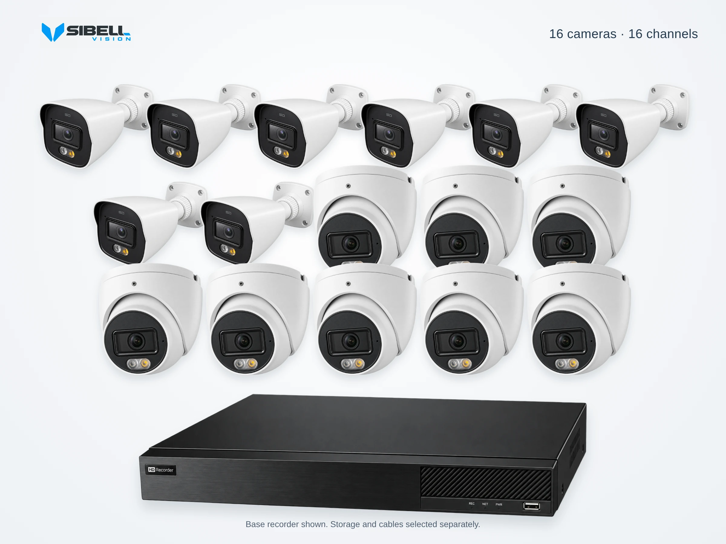 16-Camera 4K Bullet and Dome Security Camera System