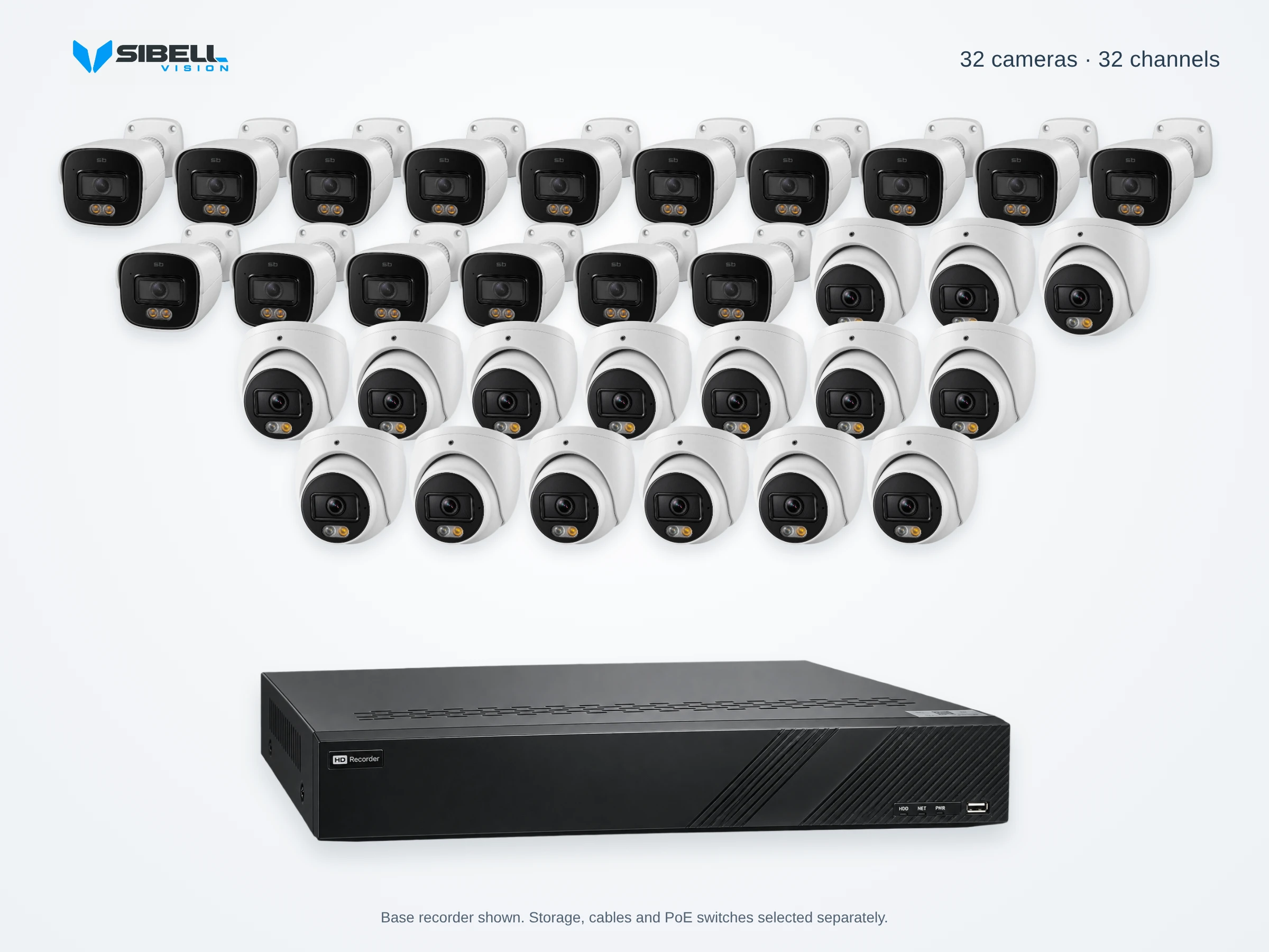 32-Camera 4MP Bullet and Dome Security Camera System
