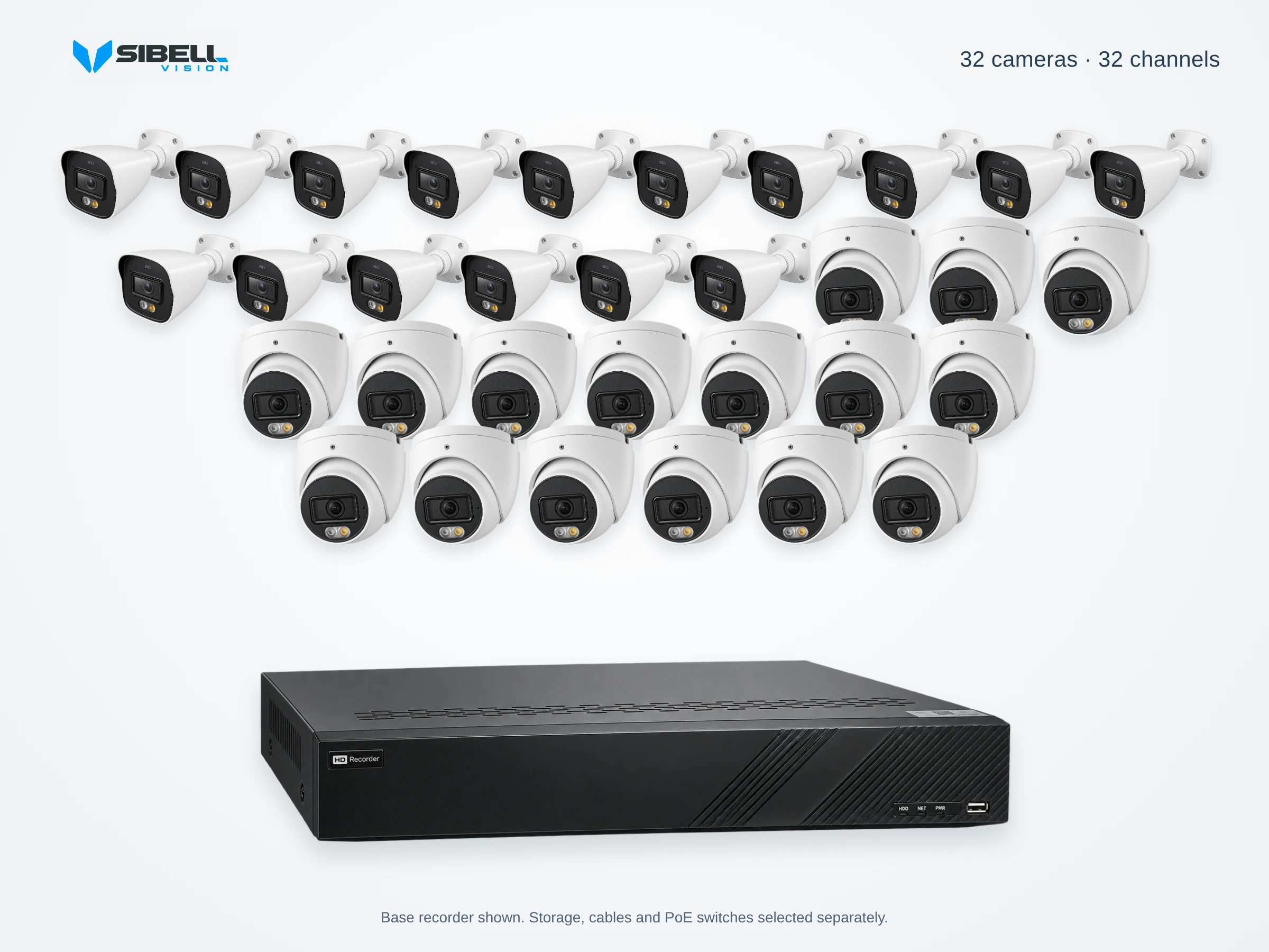 32-Camera 4K Bullet and Dome Security Camera System